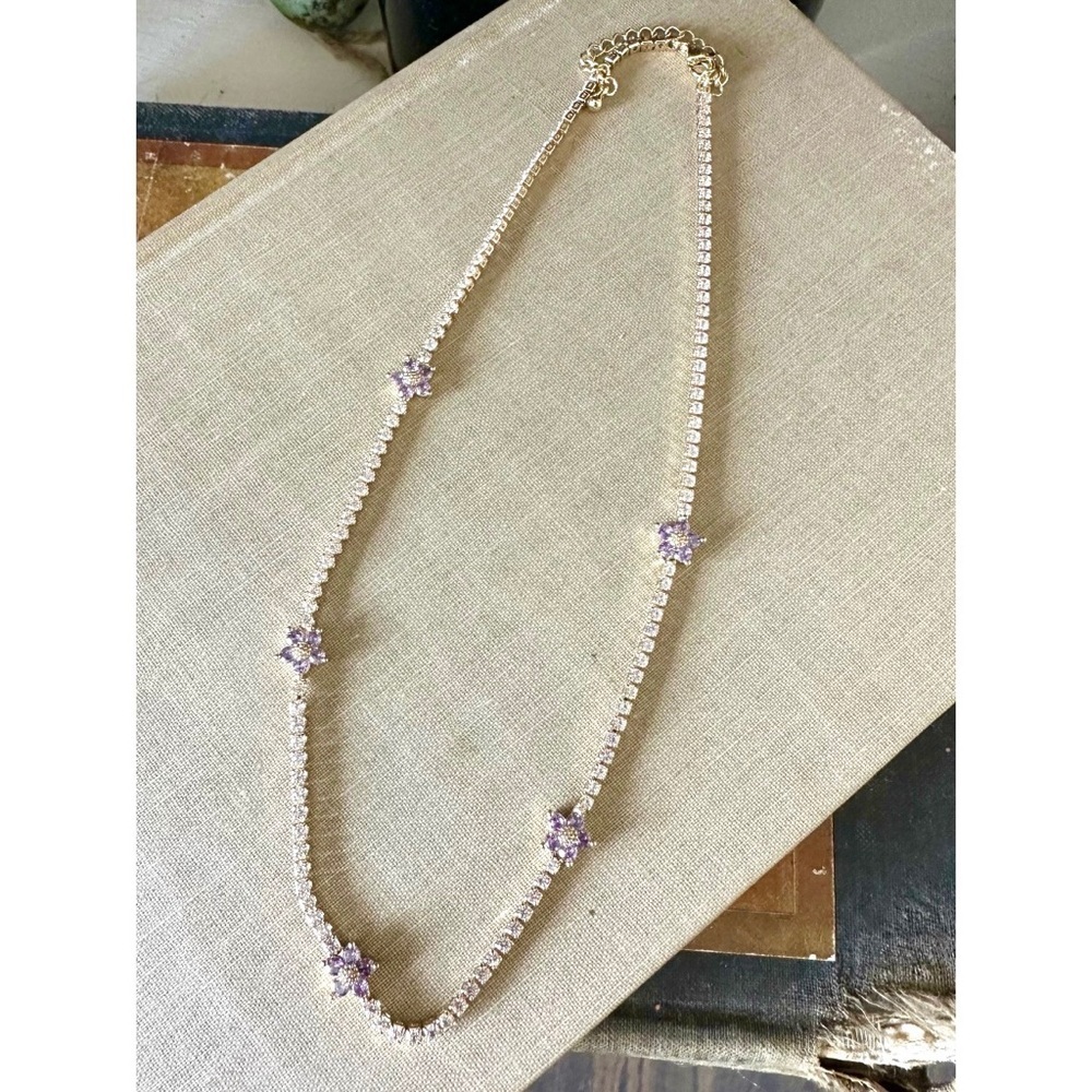 Five pointed star CZ stone chain necklace